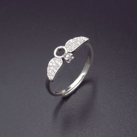 Suitable Silver Cubic Zirconia Rings White Gold Rings Wings Shape For Cute Girl