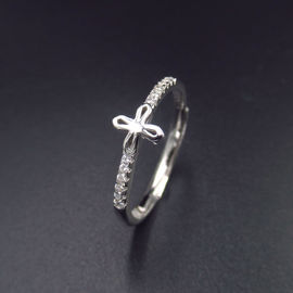 Artistic Cross Shape Sterling Silver Cubic Zirconia Solitaire Ring 925 For Wedding