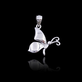 Pretty Silver Butterfly Pendant Plated Rhodium Insect Side Face Jewelers