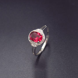 Fashion Punk Woman's Ruby Stone Ring 925 Silver Rhodium Painting