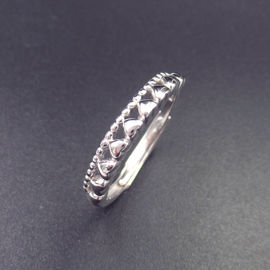 Plain Silver No Stone Sterling Silver Heart Ring Korean Style OEM / ODM