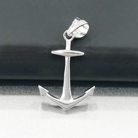 S925 Anchor Shape Plain Silver Pendant Sailor Symbol No Stones For Men