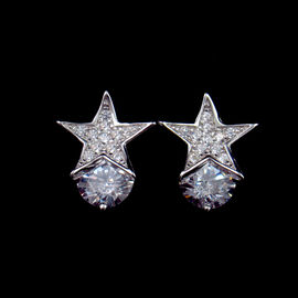 Unique Small Star Earrings Silver 925 Jewelry Shining Stone Elegant Korean Style