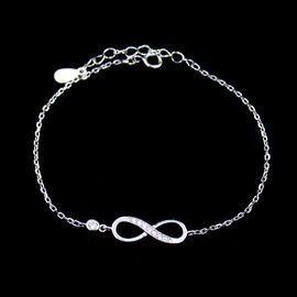 Infinity 8 Eight Shape 925 Silver Bracelet 16cm With 3cm Extension