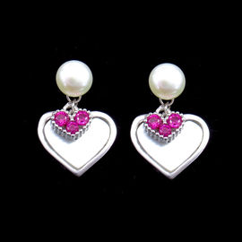 Modern 925 Silver Hanging Earrings With Fresh Water Pearl And Pink Zircon For Present Birthday Gift