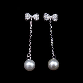 Elegant Chenqi Silver Pearl Drop Earrings Rosette Shape For Wedding Party