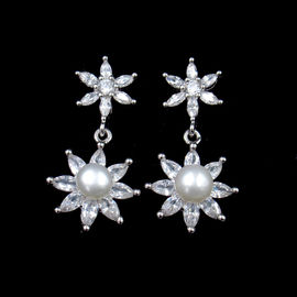Natural Freshwater Pearl 925 Silver Drop Earrings Star Shaped Fashion