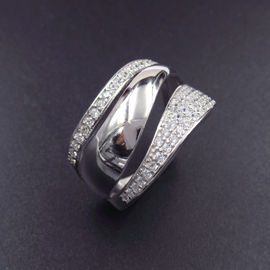 Smooth Water Line Silver Cubic Zirconia Rings For Anniversary / Party