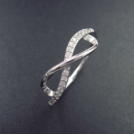 Elegant Infinity Shape Silver Cubic Zirconia Rings For Asian Lady / 925 Silver Jewelry