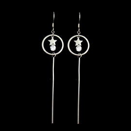 Elegant Cubic Zirconia Drop Earrings Star Shaped Korean Style