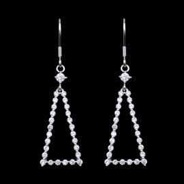 Customized Plating Whole Three A Zircon Triangle Drop Earrings For Honorable Lady
