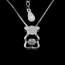 Cute Panda Shape Jewelry Sterling Silver Cz Stone Children's Day Gift Necklace