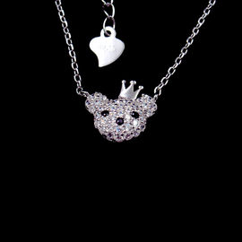 Cute Japanese Style Panda Shape 925 Silver AAA Zircon Birthday Present Necklace