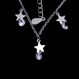 Cute Star Shape CZ Stone Jewelry / Customized 925 Silver Silver Kids Necklace