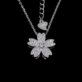 Romantic Sample Design White Rose Jewelry / AAA Zircon Jewelry Silver Necklace