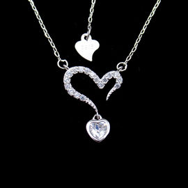 Cute Jewelry Cat Shape Sterling Silver CZ Stone Parent Child Outfit Necklace