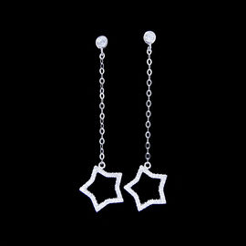 Elegant Cubic Zirconia Drop Earrings Star Shaped Korean Style