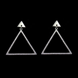 Customized Plating Whole Three A Zircon Triangle Drop Earrings For Honorable Lady