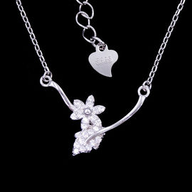 Shining Cz Stone Jewellery Girl Dancing Shape / 925 Silver Evening Necklace