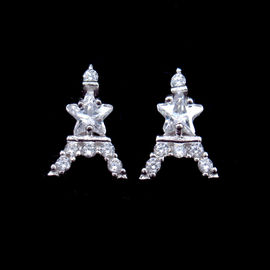 Epoxy Stone Children Silver Jewellery , Silver Snowflake Earrings For Girls