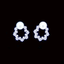 Cute 925 Silver Rabbit Jewelry Natural Pearl Earrings For Children