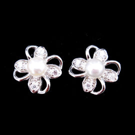 Cute 925 Silver Rabbit Jewelry Natural Pearl Earrings For Children