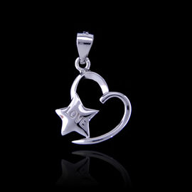 Rhodium Plating Silver Pendant Charms Magic Octagonal Star Shape For Lady