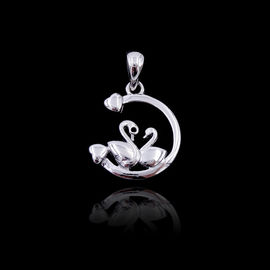 Pure 925 Plain Silver Pendant Round / Lucky Clover Shape Jewelry