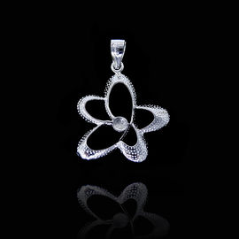 Ribbon Bow Knot Plain Silver Pendant / 925 Silver Engagement Jewelry With Heart Shape