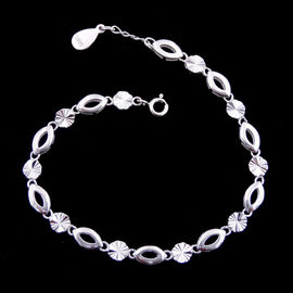 Girls Simple Silver Bracelet Flowers Design / Pure 925 Silver Bracelet Jewelry