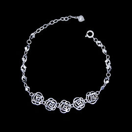 Double Chains Plain Silver Bracelet Bow Rosettle Butterfly 925 Silver