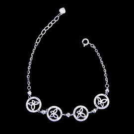 Customized Sterling Silver Friendship Bracelet / Elegant White Gold Ankle Bracelet