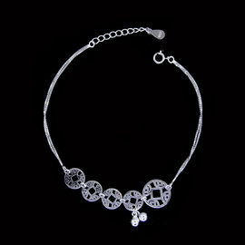 Cross Shape Plain Silver Bracelet / Simple Design Silver Rope Bracelet