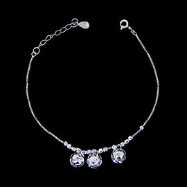 Flowers Design Plain Silver Bracelet Pure 925 Anti Allergic For Gift / Party