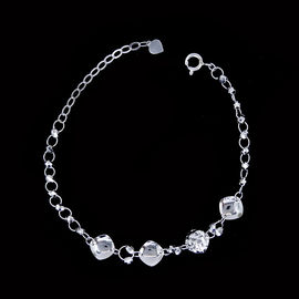 Flowers Design Plain Silver Bracelet Pure 925 Anti Allergic For Gift / Party