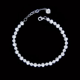 Heart Shape Plain Charm Bracelet / Simple Pure Silver Bracelet With Triple Chain