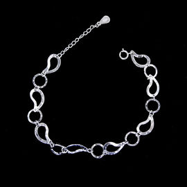 Central Ball Shape Plain Sterling Silver Bracelet Elegant Plating Rhodium