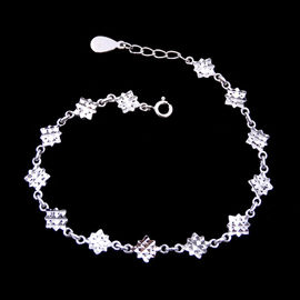 Central Ball Shape Plain Sterling Silver Bracelet Elegant Plating Rhodium