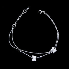 Central Ball Shape Plain Sterling Silver Bracelet Elegant Plating Rhodium