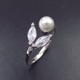 Mirror Polished Silver Pearl Ring 925 Adjustable Band With Little Star Design