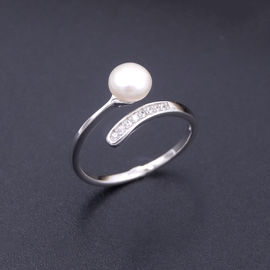 Pentagram Flower Silver Pearl Engagement Ring 925 Platinum Jewellery For Girls