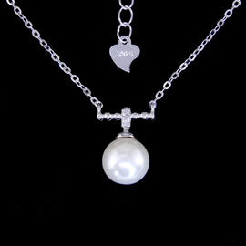 Bar Shape Freshwater Pearl Pendant Necklace Pure 925 Silver Chandelier