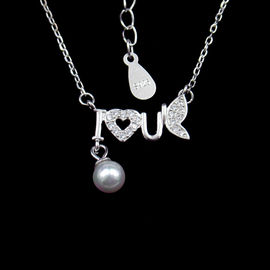 Bar Shape Freshwater Pearl Pendant Necklace Pure 925 Silver Chandelier