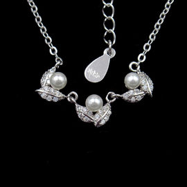 Korean Sample Silver Pearl Necklace Minimalist Style For Engagement