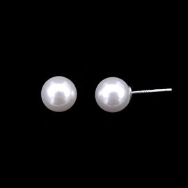 3D Design Fish Tail Symbol Silver Pearl Earrings For Party , Wedding