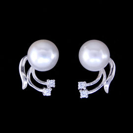 Sweety 925 Sterling Silver Pearl Earrings Snow Shape For Girl Friend Gift