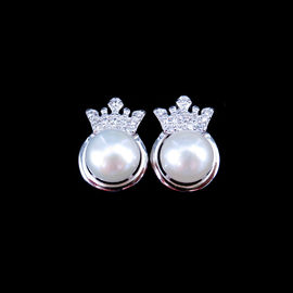 Custom Made 925 Sterling Silver Pearl Earrings Heart Shape White Gold Plated