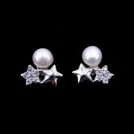 Fanc AAA Cubic Zirconia Jewelry Silver Pearl Earrings For Engagement