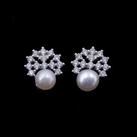 Natural Freshwater Pearl 925 Silver Drop Earrings Star Shaped Fashion