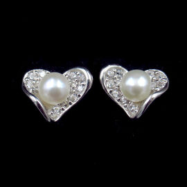 Elegant Chenqi Silver Pearl Drop Earrings Rosette Shape For Wedding Party